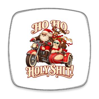 Santa on Motorcycle Naughty Ho Ho Ho - Viereckiger Kühlschrankmagnet - Weiß - Vorne