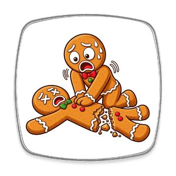 Lebkuchen Chaos: Zerrissenes Kekspaar - Viereckiger Kühlschrankmagnet - Weiß - Vorne