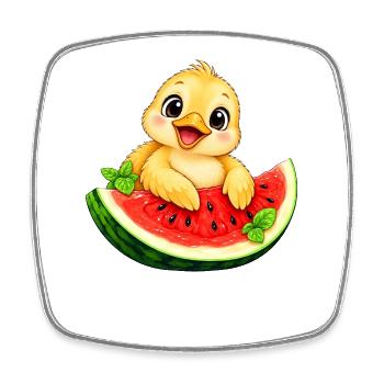 Süßes Küken Cartoon Sommer Melone - Viereckiger Kühlschrankmagnet - Weiß - Vorne