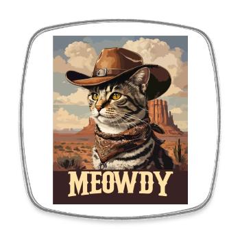 Western- und Wüsten-Meowdy Cowboy-Katze - Viereckiger Kühlschrankmagnet - Weiß - Vorne