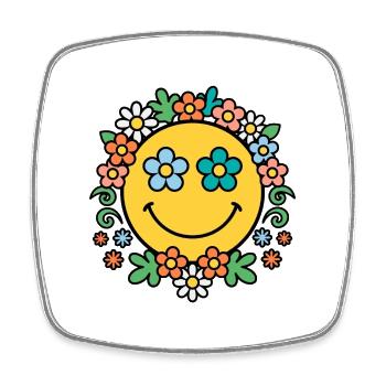 Blumenkranz Sonnenschein - Viereckiger Kühlschrankmagnet - Weiß - Vorne
