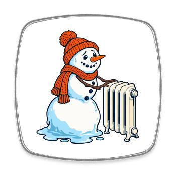 Winter Schneemann Wärme - Viereckiger Kühlschrankmagnet - Weiß - Vorne