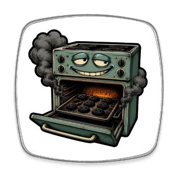 Verbrannte Kekse Backofen Backen Comic T-Shirt - Viereckiger Kühlschrankmagnet - Weiß - Vorne