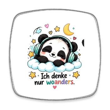 Panda Traum auf Wolke mit Kopfhörern - Viereckiger Kühlschrankmagnet - Weiß - Vorne