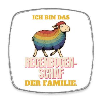 Ich bin das Regenbogenschaf der Familie - Viereckiger Kühlschrankmagnet - Weiß - Vorne
