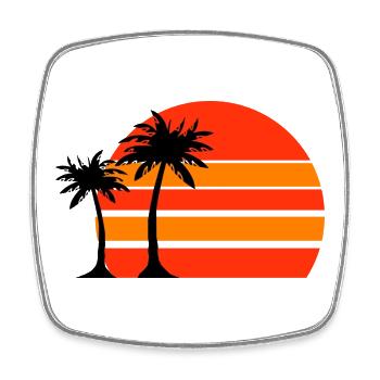 Sonnenuntergang am Palmenstrand - Viereckiger Kühlschrankmagnet - Weiß - Vorne