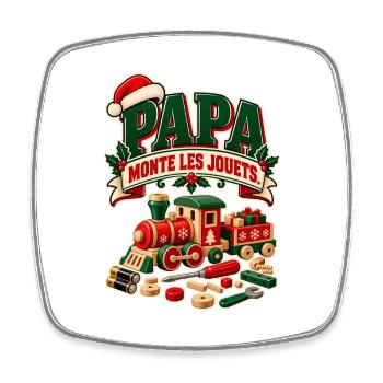 Papa baut die Spielsachen zusammen – Humor, Weihnachten und DIY - Viereckiger Kühlschrankmagnet - Weiß - Vorne