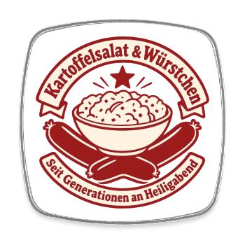 Kartoffelsalat Würstchen Heiligabend Tradition - Viereckiger Kühlschrankmagnet - Weiß - Vorne