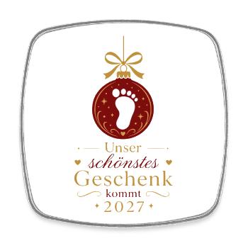 Schwangerschaft verkünden Weihnachten Baby 2027 - Viereckiger Kühlschrankmagnet - Weiß - Vorne