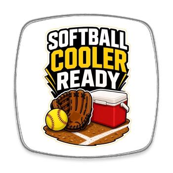 SOFTBALL COOLER READY Snacks - Viereckiger Kühlschrankmagnet - Weiß - Vorne