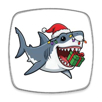 Weihnachtshai mit Lichterkette Hai Fisch Christmas - Viereckiger Kühlschrankmagnet - Weiß - Vorne