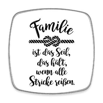 Familie hält zusammen – Familienliebe Seil Motiv - Viereckiger Kühlschrankmagnet - Weiß - Vorne