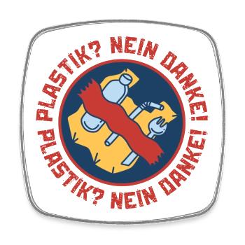 Plastik Nein Danke – Umweltschutz Nachhaltigkeit - Viereckiger Kühlschrankmagnet - Weiß - Vorne