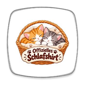 Offizielles Schlafshirt Kätzchen im Körbchen - Viereckiger Kühlschrankmagnet - Weiß - Vorne