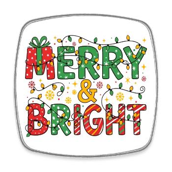 Fröhliche und helle Weihnachtsbeleuchtung - Viereckiger Kühlschrankmagnet - Weiß - Vorne