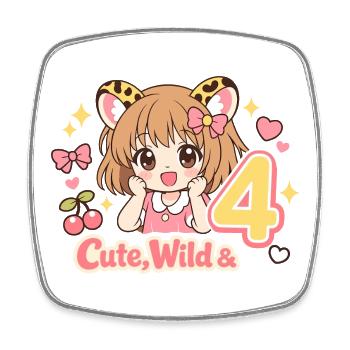 Cute Wild & 4 Leopard Girl Theme - Viereckiger Kühlschrankmagnet - Weiß - Vorne