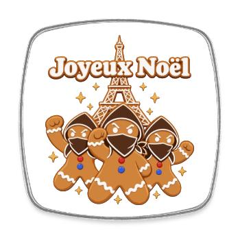 Joyeux Noël – Rebellische Lebkuchen in Paris - Viereckiger Kühlschrankmagnet - Weiß - Vorne