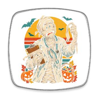 Halloween-Mumienarzt mit verhedderten Bandagen - Viereckiger Kühlschrankmagnet - Weiß - Vorne