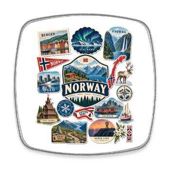 Norwegen Reisesticker - Viereckiger Kühlschrankmagnet - Weiß - Vorne