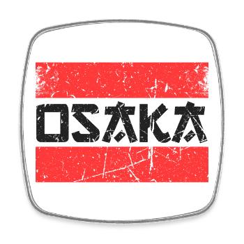 Osaka Japan Grunge Rot Streifen Japanische Stadt - Viereckiger Kühlschrankmagnet - Weiß - Vorne