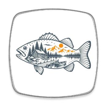 Vintage-Fischen - Viereckiger Kühlschrankmagnet - Weiß - Vorne