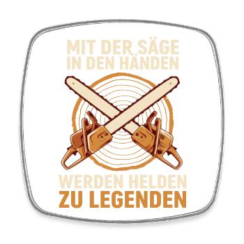 Sägehelden: Legenden aus Holz - Viereckiger Kühlschrankmagnet - Weiß - Vorne