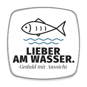 Lieber am Wasser – Fischmotiv - Viereckiger Kühlschrankmagnet - Weiß - Vorne