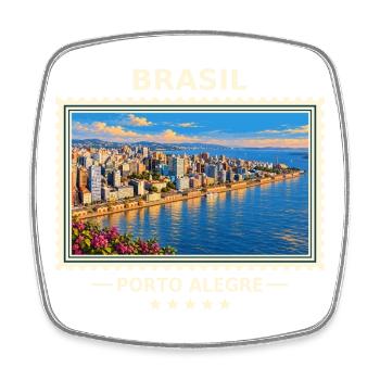 Brasilien Porto Alegre Vintage Reisemarke - Viereckiger Kühlschrankmagnet - Weiß - Vorne