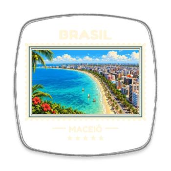Brasilien Maceió Vintage Reisemarke - Viereckiger Kühlschrankmagnet - Weiß - Vorne