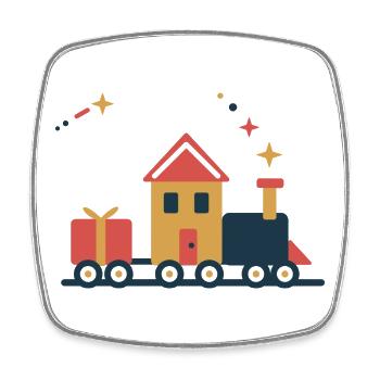 Lebkuchen-Express – Weihnachten auf Schienen - Viereckiger Kühlschrankmagnet - Weiß - Vorne
