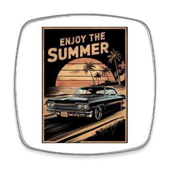 Sonnenuntergang mit dem Sommer-Oldtimer - Viereckiger Kühlschrankmagnet - Weiß - Vorne