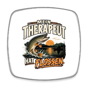 Mein Therapeut hat Flossen – Angler Geschenk - Viereckiger Kühlschrankmagnet - Weiß - Vorne