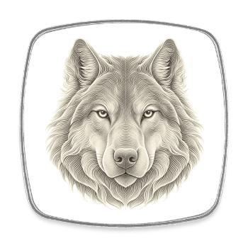 Wolf Konturlinien – 3D Line Art - Viereckiger Kühlschrankmagnet - Weiß - Vorne