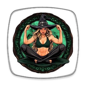 Yoga Hexe Halloween - Viereckiger Kühlschrankmagnet - Weiß - Vorne