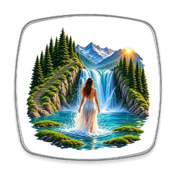 Magischer Wasserfall - Viereckiger Kühlschrankmagnet - Weiß - Vorne