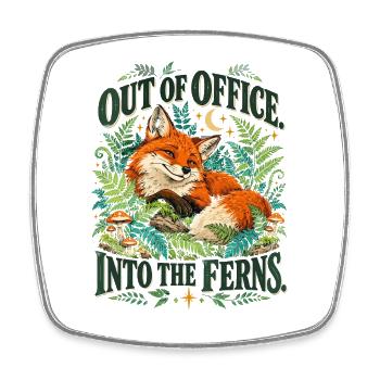 Out Of Office Into The Ferns Fuchs Im Farnwald - Viereckiger Kühlschrankmagnet - Weiß - Vorne