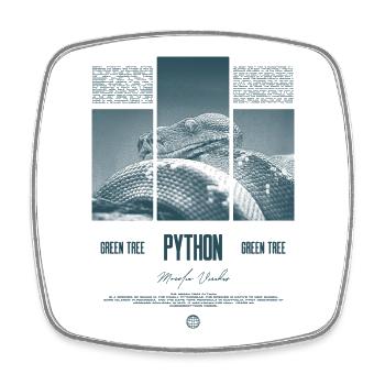 Green Tree Python Modern Reptile Keeper Streetwear - Viereckiger Kühlschrankmagnet - Weiß - Vorne