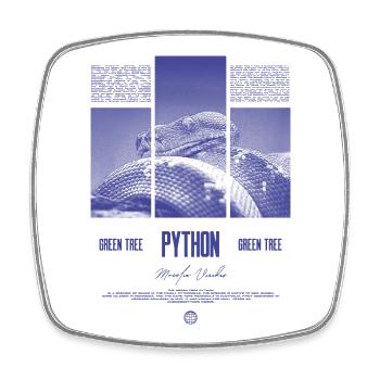 Green Tree Python Modern Reptile Keeper Streetwear - Viereckiger Kühlschrankmagnet - Weiß - Vorne