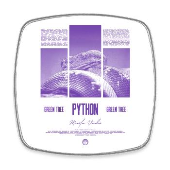 Green Tree Python Modern Reptile Keeper Streetwear - Viereckiger Kühlschrankmagnet - Weiß - Vorne
