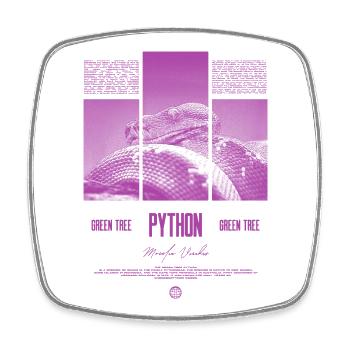 Green Tree Python Modern Reptile Keeper Streetwear - Viereckiger Kühlschrankmagnet - Weiß - Vorne