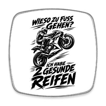 Motorradfahrer  - Viereckiger Kühlschrankmagnet - Weiß - Vorne
