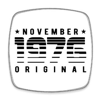 Original November 1976 Retro Streifen Geburtstag - Viereckiger Kühlschrankmagnet - Weiß - Vorne