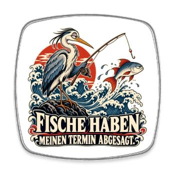 Angeln ohne Zusage - Viereckiger Kühlschrankmagnet - Weiß - Vorne