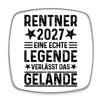 Rentner 2027 Eine Legende verlässt das Gelände - Viereckiger Kühlschrankmagnet - Weiß - Vorne