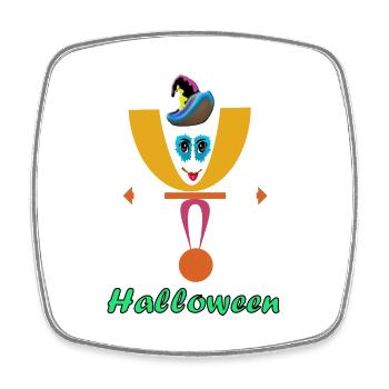 Halloween-Clown-Logo mit Hut - Viereckiger Kühlschrankmagnet - Weiß - Vorne