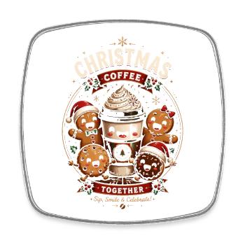Weihnachtskaffee-Gourmet-Festset - Viereckiger Kühlschrankmagnet - Weiß - Vorne