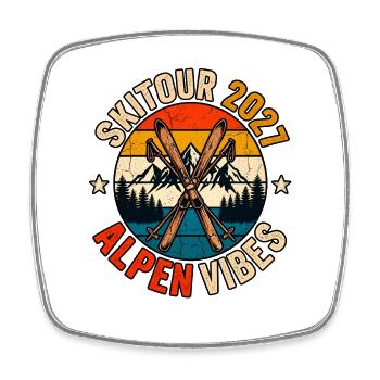 Skitour Alpen Vibes 2027 - Viereckiger Kühlschrankmagnet - Weiß - Vorne