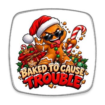 Lebkuchen-Bully – Weihnachts-Unruhestifter - Viereckiger Kühlschrankmagnet - Weiß - Vorne