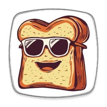 Lachender Toast mit Sonnenbrille - Viereckiger Kühlschrankmagnet - Weiß - Vorne