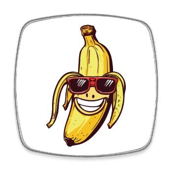 Lachende Banane mit Sonnenbrille - Viereckiger Kühlschrankmagnet - Weiß - Vorne